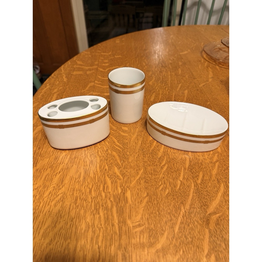 Christian Dior Fine China Gaudron Toothbrush, Soap Dish & Cup MINT